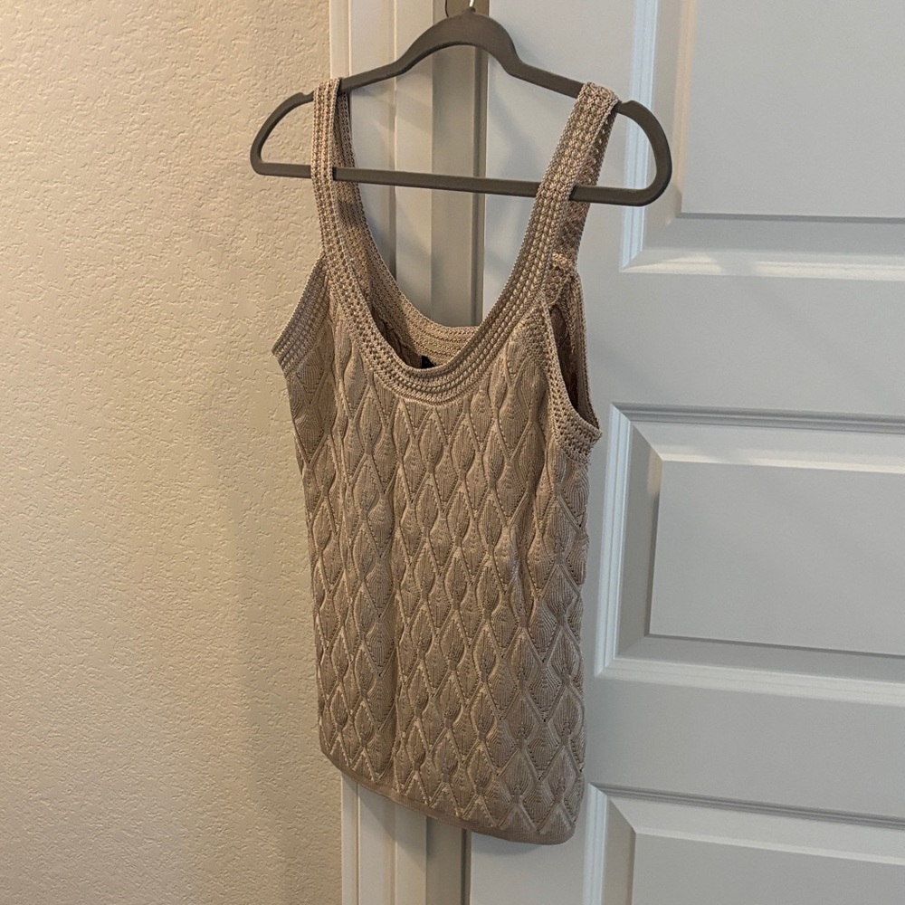 White House Black Market Textured Tan Tank Top